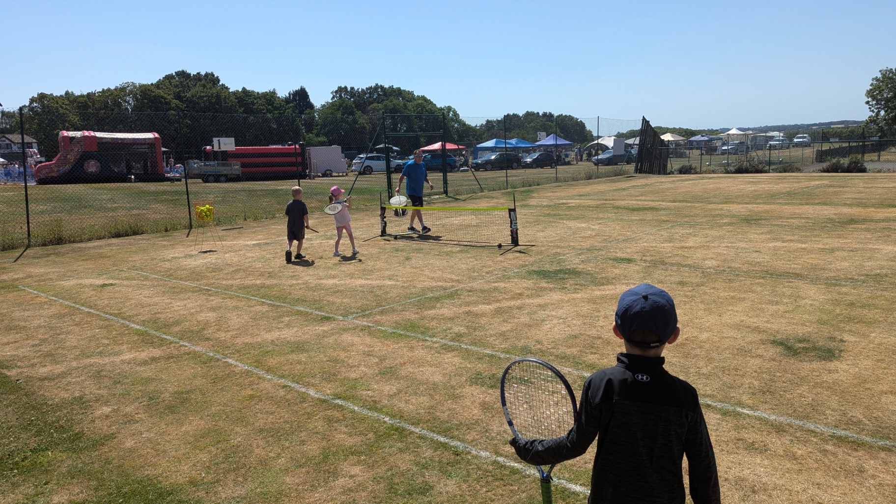Kids lining up for their turn on court