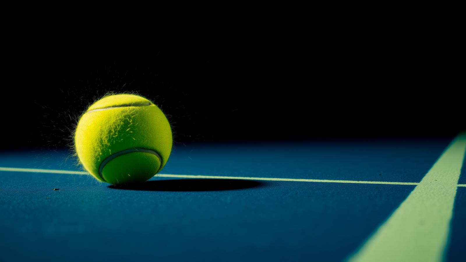 Tennis ball striking a hard court